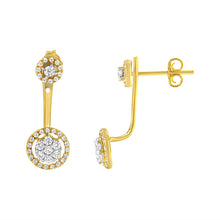 Load image into Gallery viewer, 14K Yellow Gold Plated .925 Sterling Silver 5/8 Cttw Diamond Removable Stud and Dangle Earrings (I-J Color, I2-I3)