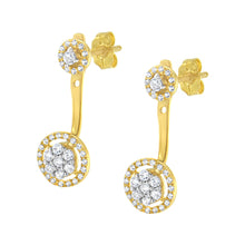 Load image into Gallery viewer, 14K Yellow Gold Plated .925 Sterling Silver 5/8 Cttw Diamond Removable Stud and Dangle Earrings (I-J Color, I2-I3)