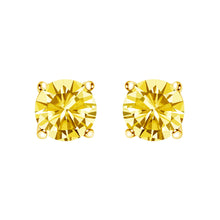 Load image into Gallery viewer, 14K White Gold 1.0 Cttw Lab Grown Yellow Diamond Solitaire Stud Earrings (Yellow Color, VS2-SI1 Clarity)