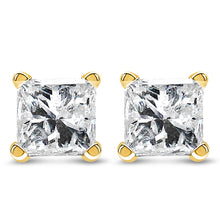 Load image into Gallery viewer, 14K Yellow Gold 1/2 Cttw Princess Cut Diamond Solitaire Stud Earrings with Screwbacks (I-J Color, SI2-I1 Clarity)