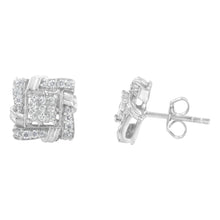 Load image into Gallery viewer, .925 Sterling Silver 1/2 Cttw Round-Cut Diamond Stud Earrings (I-J Color, I1-I2 Clarity)