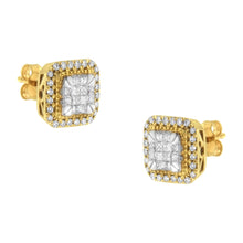 将图片加载到图库查看器,10KT Yellow Gold Diamond Stud Earrings (1/2 cttw, H-I Color, SI2-I1 Clarity)