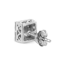 Load image into Gallery viewer, .925 Sterling Silver 1/6 Cttw Invisible Set Princess-Cut Diamond Quad Composite Stud Earrings (H-I Color, I1-I2 Clarity)