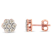 Load image into Gallery viewer, 10K Rose Gold Diamond Floral Stud Earrings (0.5 cttw, J-K Color, I1-I2 Clarity)