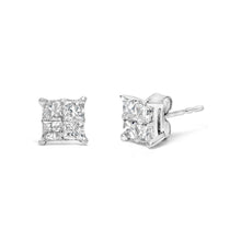 Load image into Gallery viewer, 10K White Gold Diamond Stud Earrings (3/4 cttw, H-I Color, SI2-I1 Clarity)