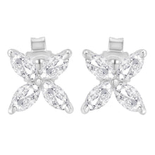 Load image into Gallery viewer, 14K White Gold 1/2 Cttw Marquise Diamond 8 Stone Floral Leaf Stud Earrings (H-I Color, SI1-SI2 Clarity)
