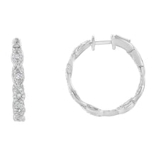 Load image into Gallery viewer, 10K White Gold Diamond Hoop Earrings (1 1/2 cttw, H-I Color, I1-I2 Clarity)