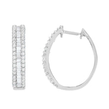 Load image into Gallery viewer, 10K White Gold Diamond Hoop Earrings (3/4 cttw, I-J Color, I2-I3 Clarity)