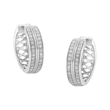 将图片加载到图库查看器,10K White Gold Diamond Hoop Earring (1/2 cttw, I-J Color, I2-I3 Clarity)