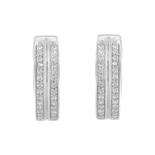 将图片加载到图库查看器,10K White Gold Diamond Hoop Earring (1/2 cttw, I-J Color, I2-I3 Clarity)