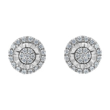Load image into Gallery viewer, Sterling Silver Diamond Cluster Earrings (1 cttw, I-J Color, I2-I3 Clarity)