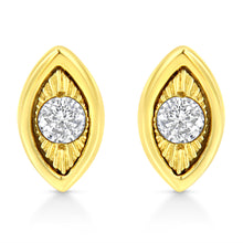 Load image into Gallery viewer, 10K Yellow Gold Plated .925 Sterling Silver 1/10 Cttw Miracle-Set Diamond Circle Shape Stud Earrings (K-L Color, I2-I3 Clarity)