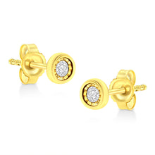Load image into Gallery viewer, 10K Yellow Gold Plated .925 Sterling Silver 1/10 Cttw Miracle-Set Diamond Circle Shape Stud Earrings (K-L Color, I2-I3 Clarity)