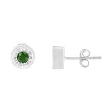 将图片加载到图库查看器,.925 Sterling Silver 1/4 Cttw Round Brilliant-Cut Green Diamond Miracle-Set Stud Earrings (Fancy Color-Enhanced, I1-I2 Clarity)
