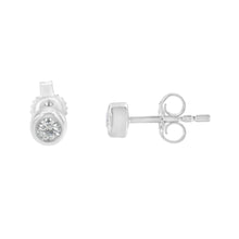 Load image into Gallery viewer, 10K White Gold 0.15 Cttw Round Brilliant-Cut Near Colorless Diamond Bezel-Set Stud Earrings (H-I Color, I1-I2 Clarity)
