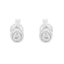 Load image into Gallery viewer, 10K White Gold 0.15 Cttw Round Brilliant-Cut Near Colorless Diamond Bezel-Set Stud Earrings (H-I Color, I1-I2 Clarity)