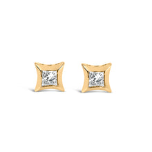 Load image into Gallery viewer, 10K White Gold 1/5 Cttw Invisible Set Princess-Cut Diamond Stud Earrings (H-I Color, SI2-I1 Clarity)