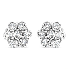Load image into Gallery viewer, 14K White Gold 1/2 cttw Round-Cut Diamond Floral Stud Earrings (I-J Color, SI2-I1 Clarity)