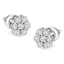 Load image into Gallery viewer, 14K White Gold 1/2 cttw Round-Cut Diamond Floral Stud Earrings (I-J Color, SI2-I1 Clarity)