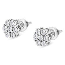 Load image into Gallery viewer, 14K White Gold 1/2 cttw Round-Cut Diamond Floral Stud Earrings (I-J Color, SI2-I1 Clarity)