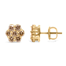 将图片加载到图库查看器,14K Yellow Gold 1.0 Cttw Diamond Floral Stud Earrings (J-K Color, VS2-SI1 Clarity)