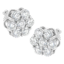 Load image into Gallery viewer, Sterling Silver 2 cttw Floral Composite 7 Stone Diamond Stud Earring (I-J, I1-I2)