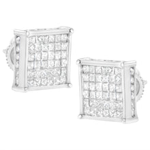 Load image into Gallery viewer, 10K White Gold 2ct TDW Princess-Cut Composite Diamond Stud Earring (I-J ,I2-I3)