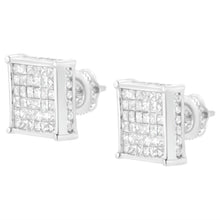 Load image into Gallery viewer, 10K White Gold 2ct TDW Princess-Cut Composite Diamond Stud Earring (I-J ,I2-I3)