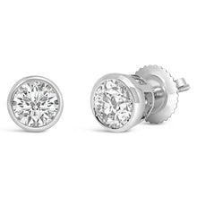 Load image into Gallery viewer, 14K White Gold 1.0 Cttw Lab Grown Diamond Screw-Back Classic Bezel Solitaire Stud Earrings (G-H Color, VS2-SI1 Clarity)