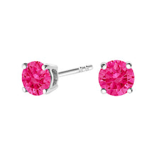 Load image into Gallery viewer, 10K White Gold 1/2 Cttw Lab Created Round Brilliant Cut Pink Diamond Classic 4-Prong Solitaire Stud Earrings (Fancy Pink Color, VVS2-VS1 Clarity)