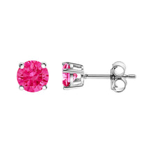 Load image into Gallery viewer, 14K White Gold 1/2 Cttw Round Brilliant Cut Lab Grown Pink Diamond 4-Prong Classic Solitaire Earrings (Pink Color, VVS2-VS1 Clarity)