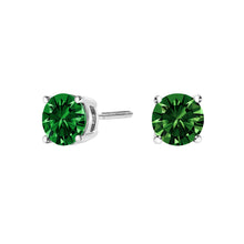 Load image into Gallery viewer, 14K White Gold 1.0 Cttw Lab Grown Green Diamond Classic Solitaire Stud Earrings