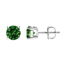 Load image into Gallery viewer, 14K White Gold 1.0 Cttw Lab Grown Green Diamond Classic Solitaire Stud Earrings