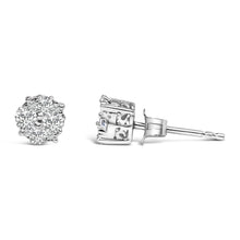 Load image into Gallery viewer, .925 Sterling Silver 1/2 cttw Prong Set Round-Cut Diamond Cluster Stud Earring (I-J Color, I2-I3 Clarity)