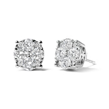 将图片加载到图库查看器,14K White Gold 2.00 Cttw Lab Grown Diamond Cluster Stud Earrings (G-H Color, VS1-VS2 Clarity)