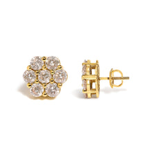 Load image into Gallery viewer, 14K Yellow Gold 3.0 Cttw Diamond Floral Cluster Stud Earring