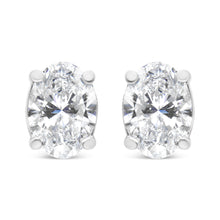 Load image into Gallery viewer, 14K White Gold 1.00 Cttw Lab Grown Oval Solitaire Diamond Stud Earrings (F-G Color, VS2-SI1 Clarity)