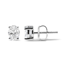 将图片加载到图库查看器,14K White Gold 2.0 Cttw Prong Set Lab Grown Oval Diamond Solitaire Stud Earring (F-G Color, VS1-VS2 Clarity)