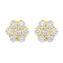 Load image into Gallery viewer, 14K Yellow Gold 1.0 Cttw Diamond Flower Earring (J-K Color, I1-I2 Clarity)