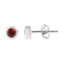 将图片加载到图库查看器,.925 Sterling Silver Bezel Set 3.5mm Created Red Ruby Gemstone Solitaire Stud Earrings