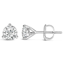 Load image into Gallery viewer, 14K White Gold 2.0 Cttw 3-Prong Martini Set Brilliant Round-Cut Solitaire Lab Grown Diamond Screwback Stud Earrings (F-G Color, VS1-VS2 Clarity)