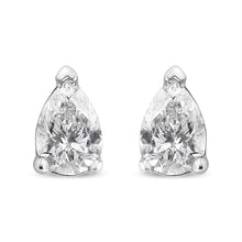将图片加载到图库查看器,14K White Gold 1/2 Cttw Pear Shape Solitaire Lab Grown Diamond Stud Earrings (F-G Color, VS2-SI1 Clarity)