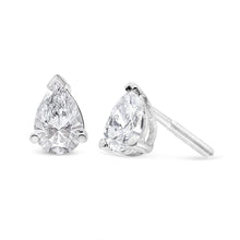 将图片加载到图库查看器,14K White Gold 1/2 Cttw Pear Shape Solitaire Lab Grown Diamond Stud Earrings (F-G Color, VS2-SI1 Clarity)