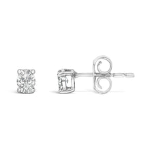 Load image into Gallery viewer, 14K White Gold 1/4 Ctw Oval Lab-Grown Diamond Solitaire Stud Earrings