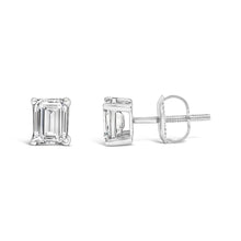 将图片加载到图库查看器,14K White Gold 1.0 Cttw Emerald Cut Lab-Grown Diamond Solitaire Stud Earrings (F-G Color, VS1-VS2 Clarity)