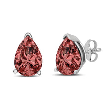 Load image into Gallery viewer, 14K White Gold 1/2 Cttw Lab Grown Pink Pear Diamond 3 Prong Set Martini Solitaire Stud Earrings (Pink Color, VS2-SI1 Clarity)