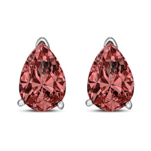 Load image into Gallery viewer, 14K White Gold 1/2 Cttw Lab Grown Pink Pear Diamond 3 Prong Set Martini Solitaire Stud Earrings (Pink Color, VS2-SI1 Clarity)