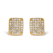 将图片加载到图库查看器,14K Yellow Gold 1/2 Cttw Diamond Square Shaped Composite Cluster Stud Earrings (I-J Color, I1-I2 Clarity)