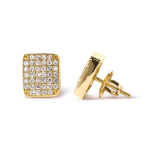 将图片加载到图库查看器,14K Yellow Gold 1/2 Cttw Diamond Square Shaped Composite Cluster Stud Earrings (I-J Color, I1-I2 Clarity)