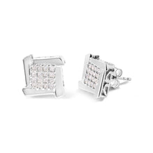 Load image into Gallery viewer, 10K White Gold 1/2 Cttw Composite Princess Diamond Square and Swirl Stud Earrings (I-J Color, I1-I2 Clarity)